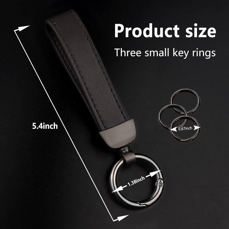 Turcee Leather Car Keychain, Creative Personality Leather Key Fob, Universal Key Fob Keychain for Men and Women (Black) - Image 5